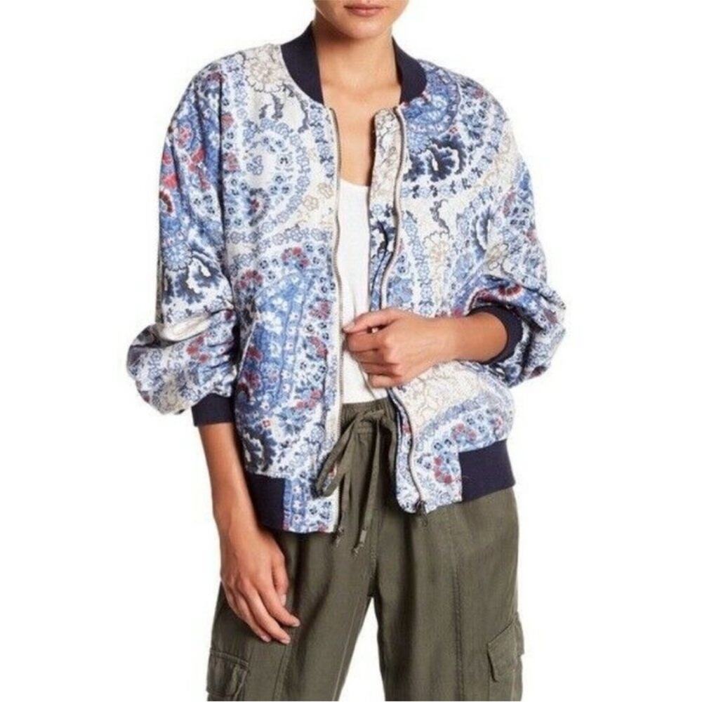 Free People Paisley Print Bomber Jacket Women's Small
